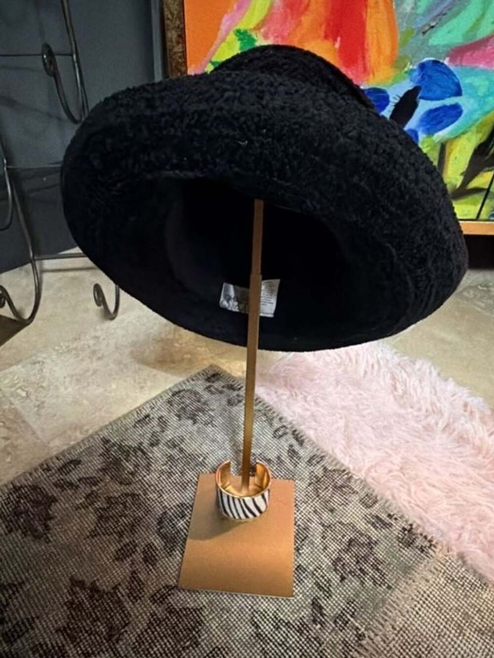 Chico's Black Fuzzy Bucket Hat One Size